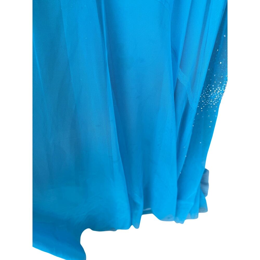 Vintage Niki Livas Y2K Blue Beaded Mesh Prom Dress Mermaidcore Size 8 Flaw AS IS - Picture 9 of 11